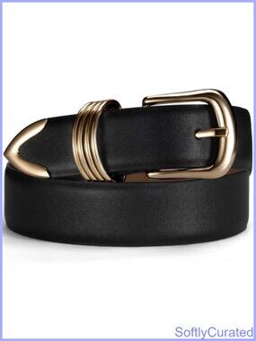 Women's Leather Belt Metal Buckle Fashion Waist Belt for Jeans